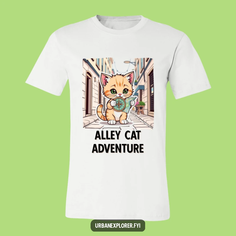 Funny Kitten Urban Navigator Tee: Hilarious Cat Adventure Shirt