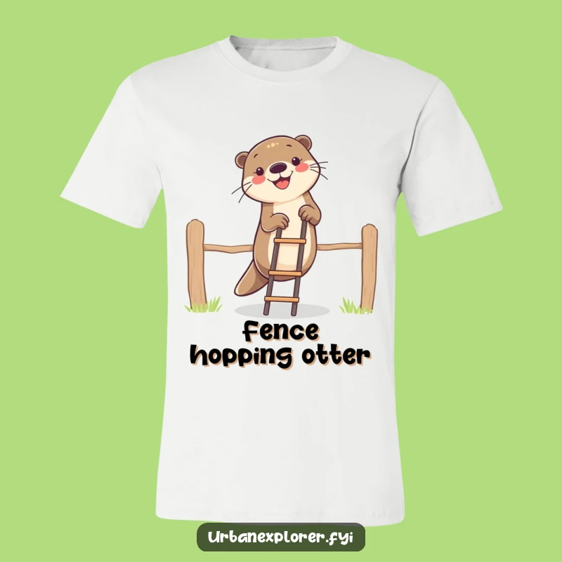 Funny Otter Climbing Fence T-Shirt - Hilarious & Cute Animal Graphic Tee