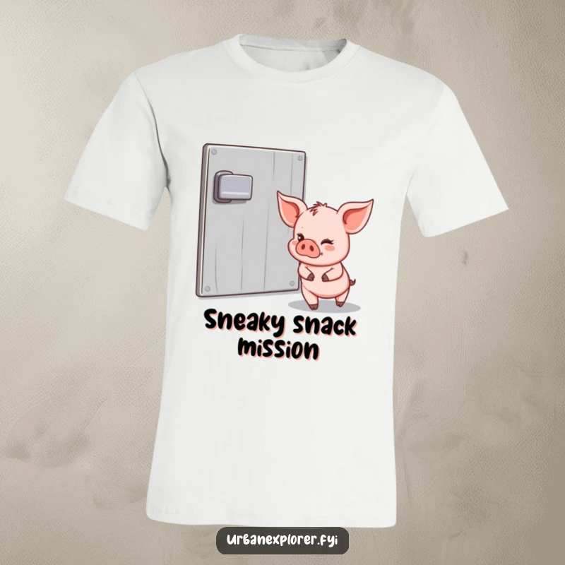 Funny Piglet T-Shirt: Piglet tiptoeing past a padlock, conveying playful mischief, stealth, and a daring spirit with a wink.