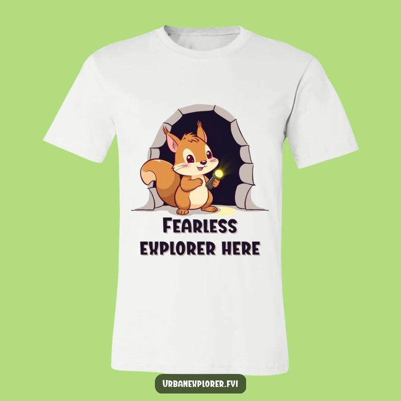 Funny Squirrel Explorer T-Shirt: Brave Adventurer with Flashlight, Perfect Funny Gift for Explorers