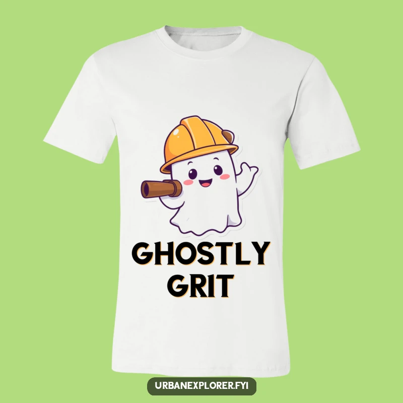 Funny Ghost Hard Hat Explorer T-Shirt: Whimsical Cartoon Apparel for Builders