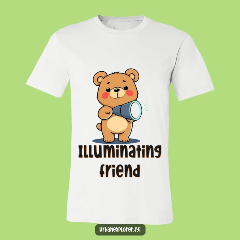 Funny Chibi Bear Flashlight Tee: Get Your Glow On With This Hilarious T-Shirt!