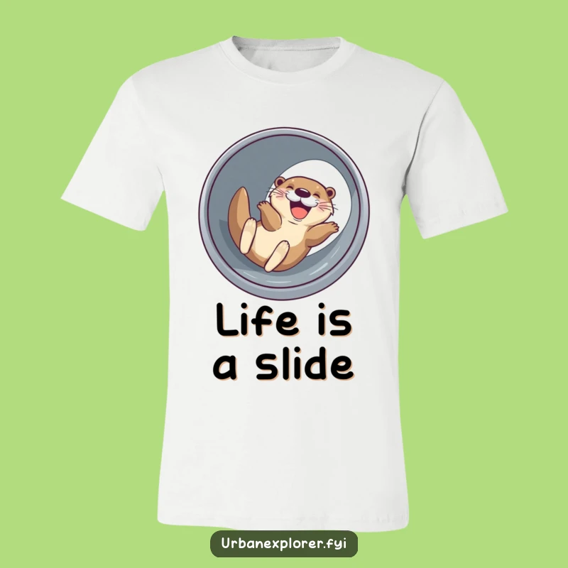 Funny Otter Drainage Pipe T-Shirt: Joyful Grinning Otter Tee!
