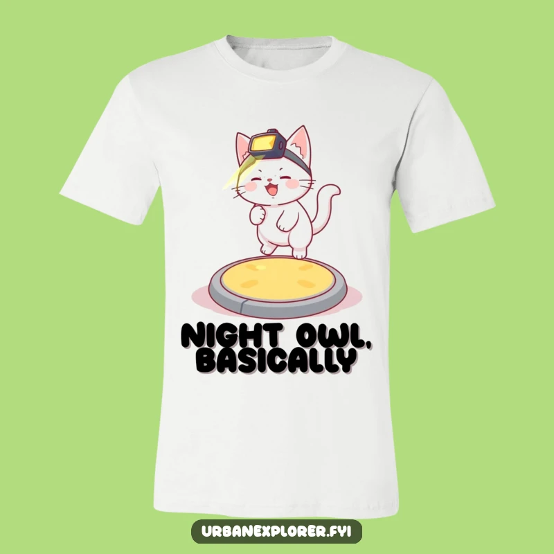 Funny Giggling Kitten T-Shirt: Hilarious Headlamp Adventure Tee!