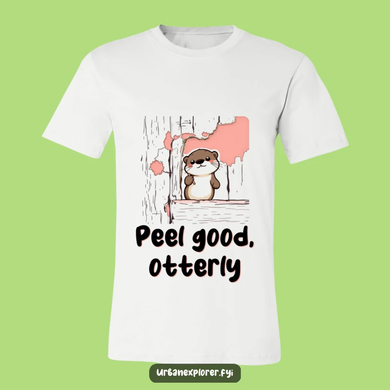 Funny Artistic Otter T-Shirt: Vintage Peeling Paint Tee, a Quirky Gift