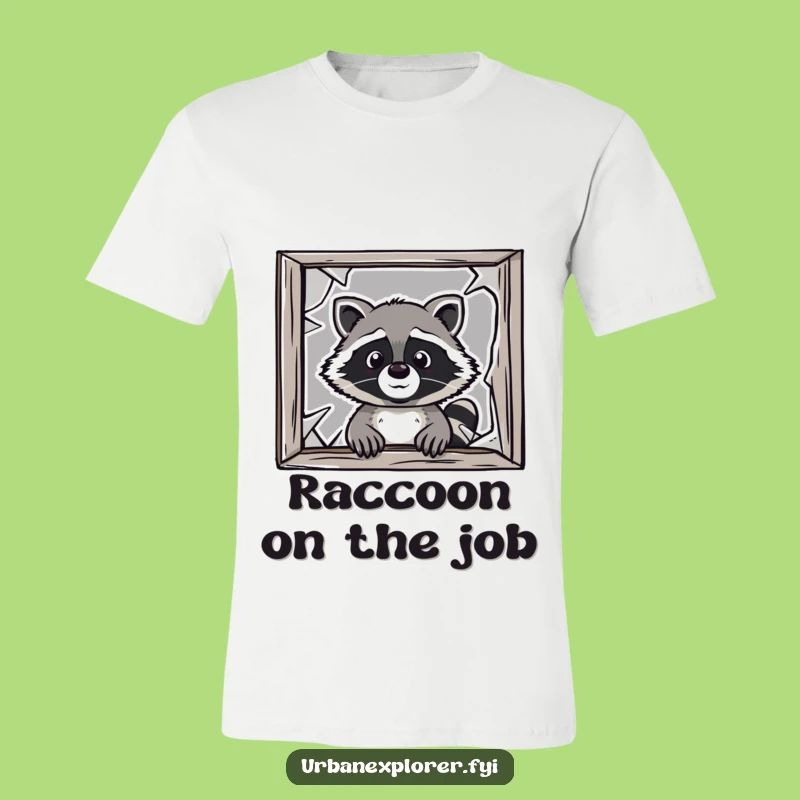 Funny Raccoon Window Break T-Shirt: Awesome Cartoon Apparel for Pranksters