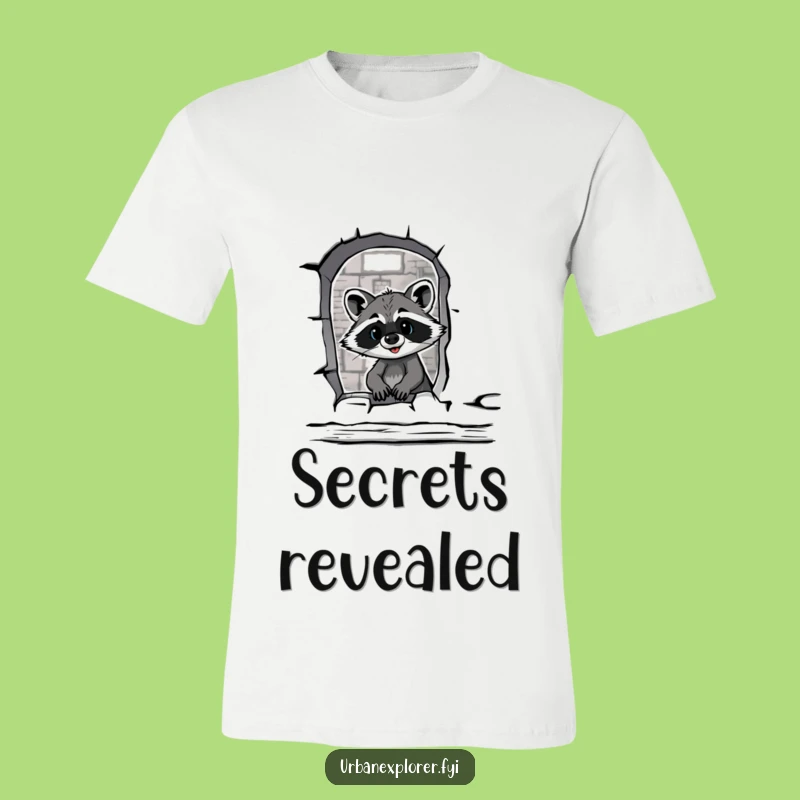 Funny Raccoon Peek Thru T-Shirt - Humorous Warehouse Intrigue Tee