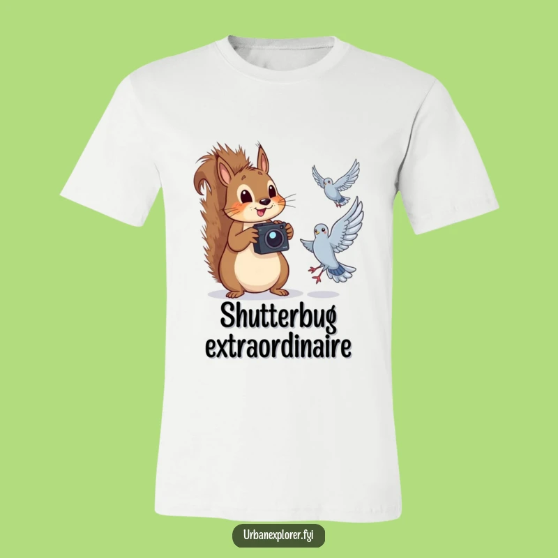 Funny Squirrel Photography T-Shirt: Capture the Moment, Hilarious Pigeon Shot Tee