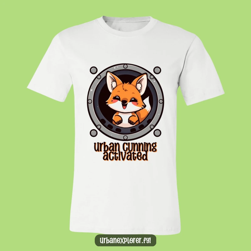 Funny Mischievous Fox Sewer Grate T-Shirt - Witty Graphic Tee Gift
