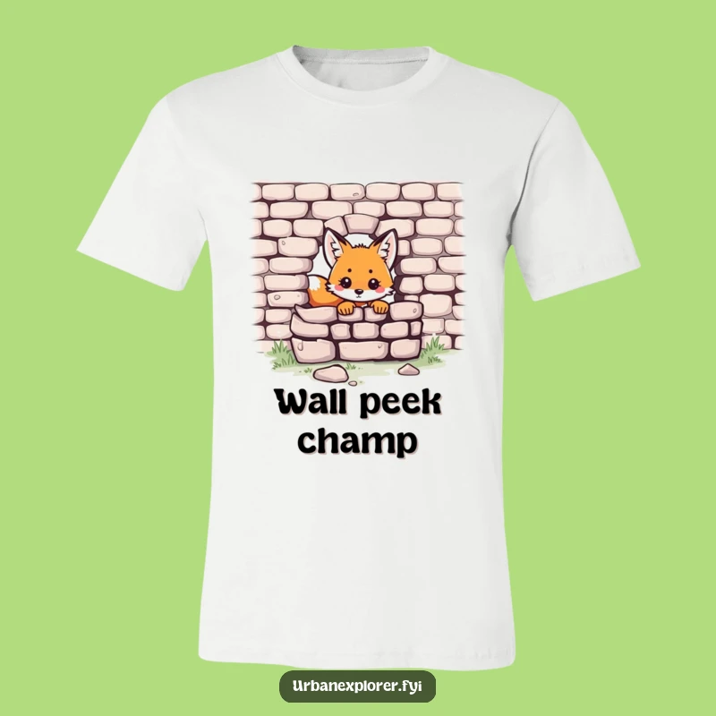 Funny Kawaii Fox T-Shirt: Peek-a-Boo Brick Charm, Soft Cotton Tee Gift