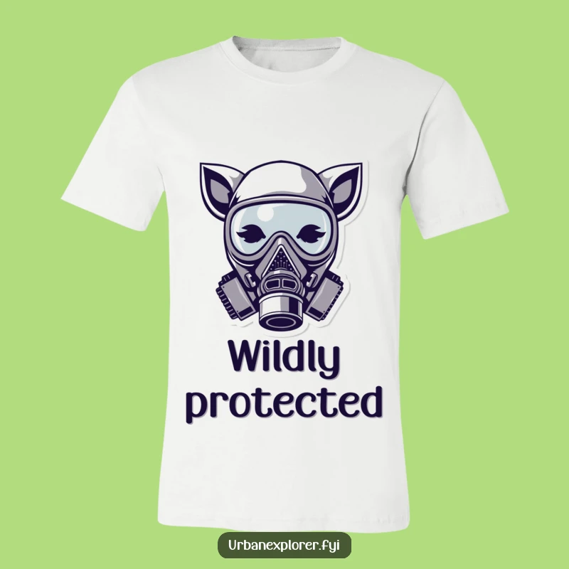 Funny Animal Ears Gas Mask Tee: Edgy Cartoon Apparel for Trendsetters