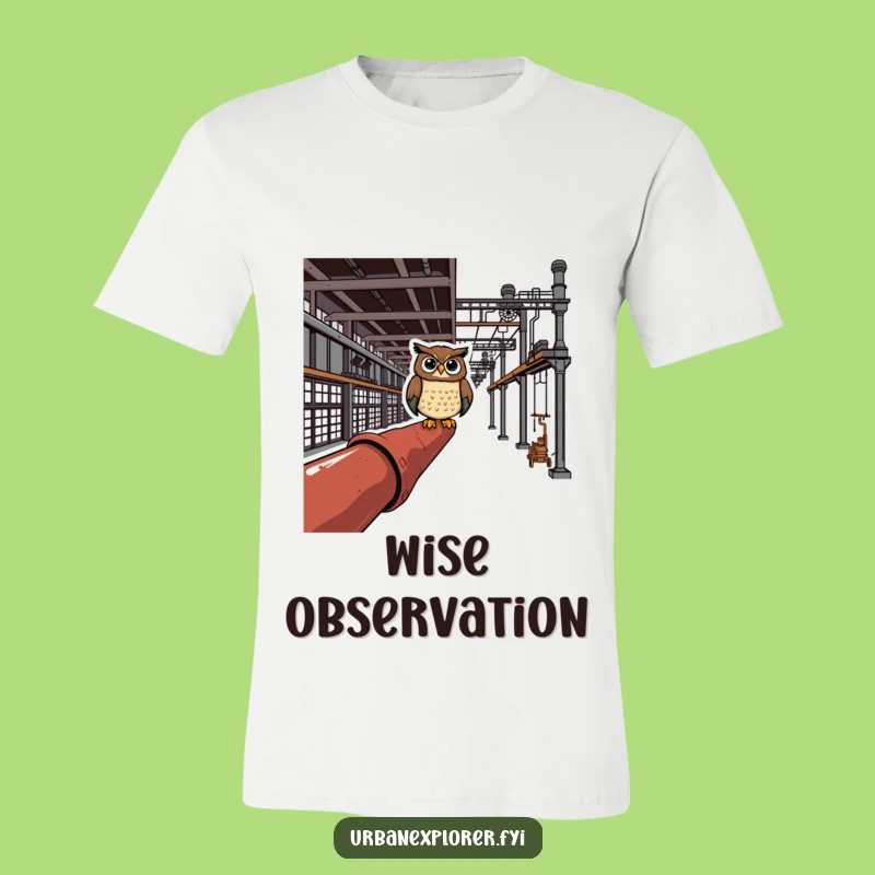 Funny Owl Rusty Pipe T-Shirt - Humorous Industrial Complex Tee