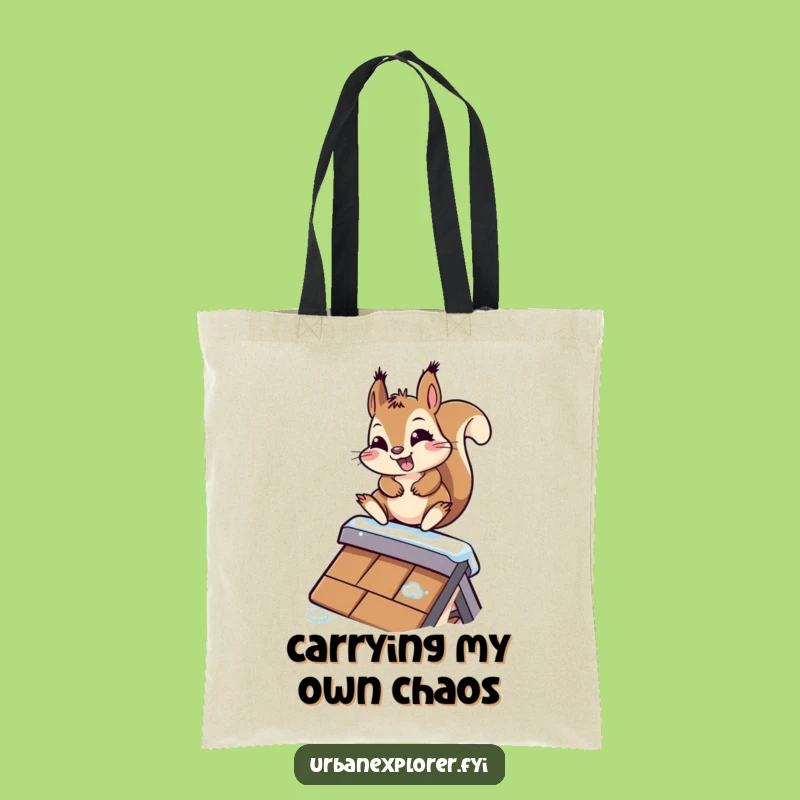 Funny Kawaii Squirrel Tote Bag - Hilarious Rooftop Adventure Carryall