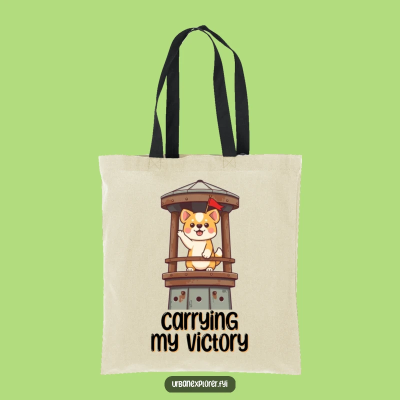 Funny Kawaii Dog Tote Bag - Hilarious Victory Carryall