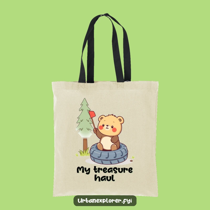 Funny Bear Cub Flag Tote Bag - Victory Carry-All, Cute & Practical, Perfect Funny Gift