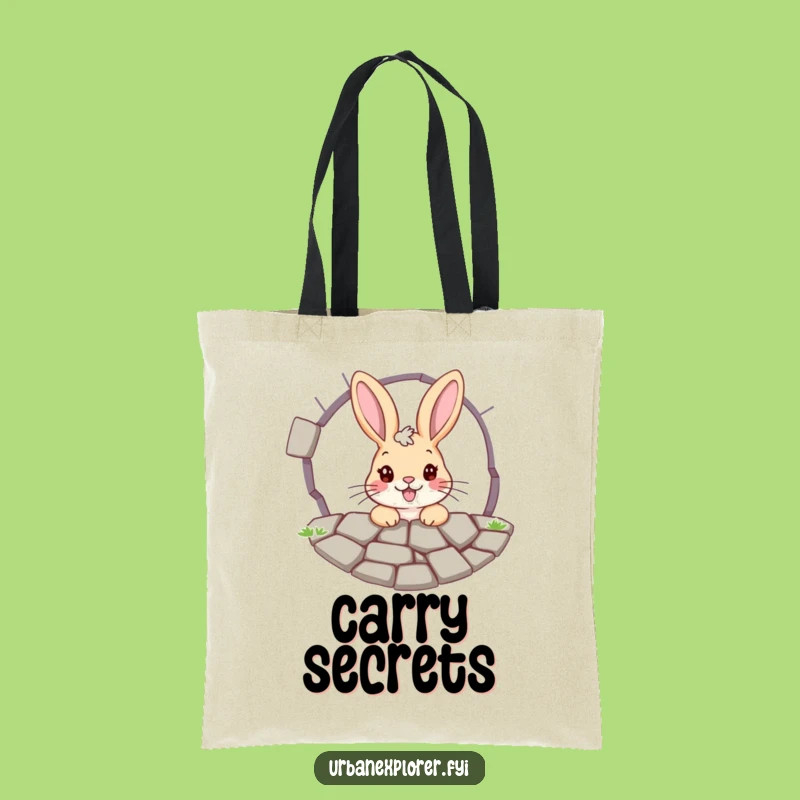 Funny Bunny Pavement Grate Tote Bag - Carry Your Curiosity & Whimsy Everywhere