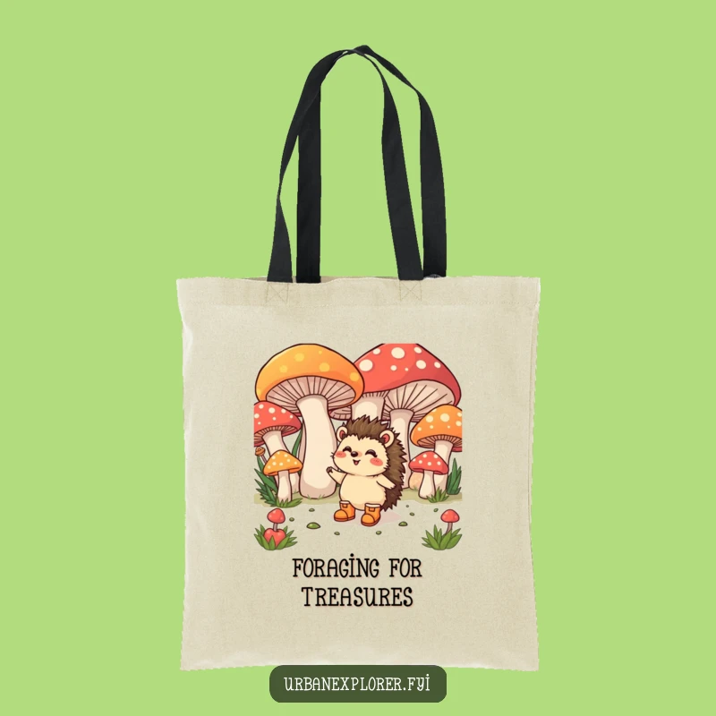 Funny Hedgehog Mushroom Tote Bag: Tiny Explorer's Carry-All, Practical Funny Gift!
