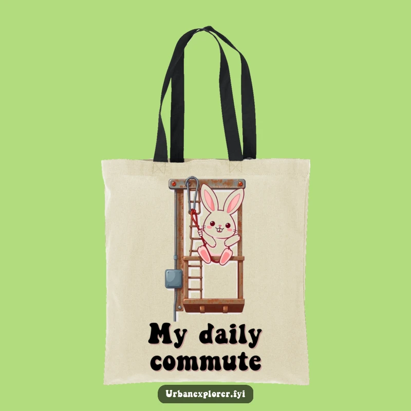Funny Kawaii Bunny Tote Bag: Durable Rappelling Fire Escape Canvas Bag, Perfect Funny Gift