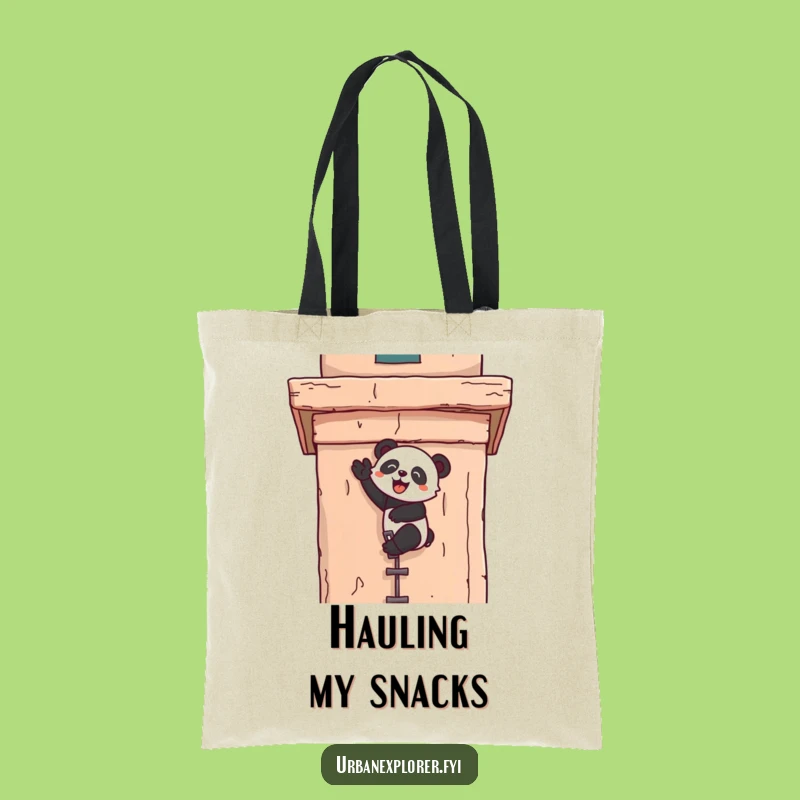Funny Kawaii Panda Climber Tote Bag - Joyful Character Carry-All