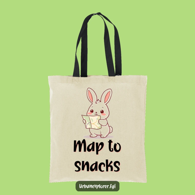 Funny Kawaii Rabbit Map Tote Bag: Adventure Carryall, Stylish Travel Gift