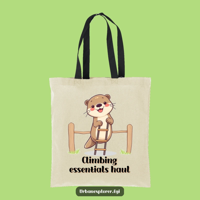 Funny Otter Climbing Fence Tote Bag - Hilarious Accessory for Animal Lovers