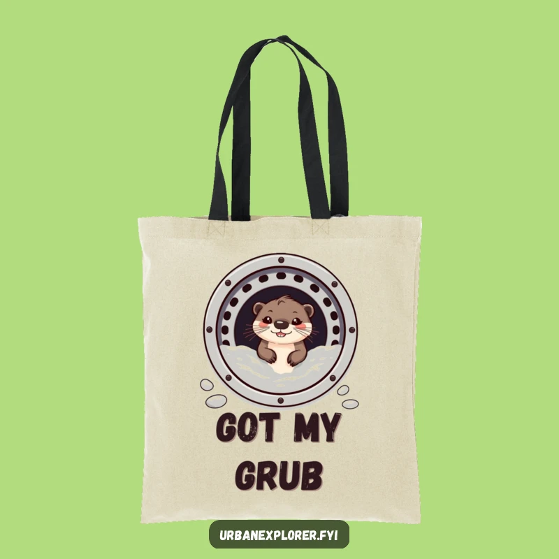 Funny Otter Sewer Tote Bag: Grinning Critter Carry-All, Eco Gift