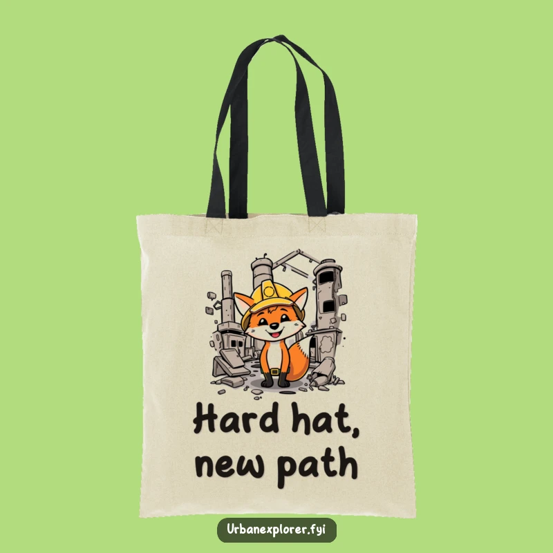 Funny Fox Hard Hat Tote Bag - Quirky Industrial Shopping Companion