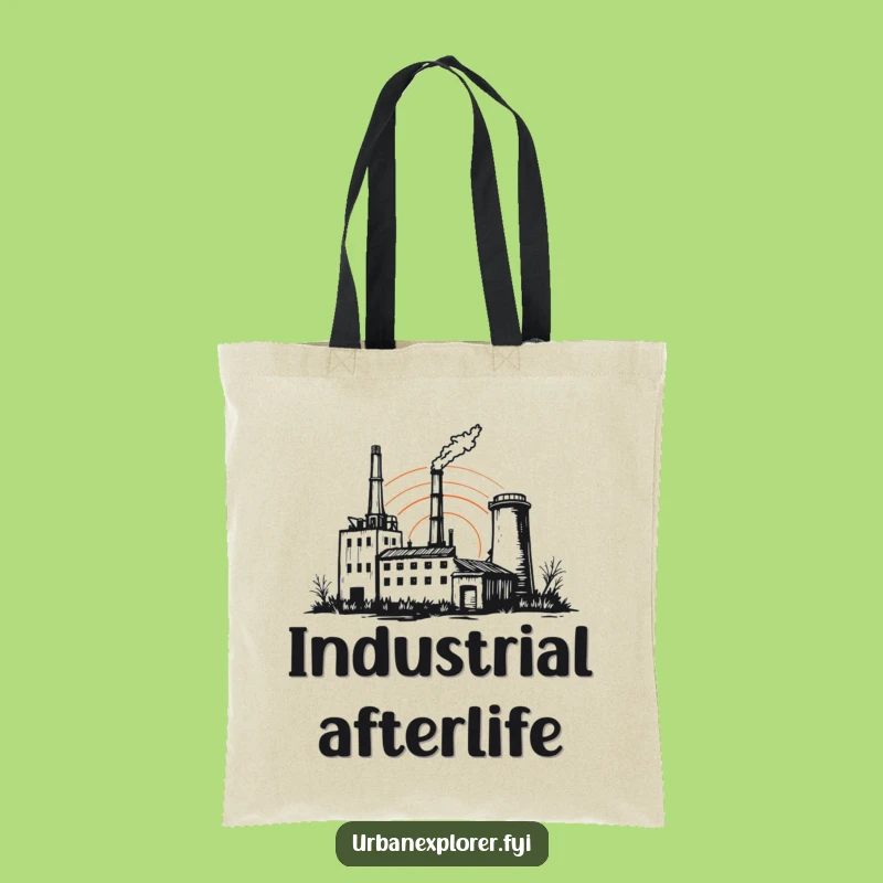 Funny Abandoned Factory Sunset Tote Bag: Stylish Cartoon Carrier for Art Lovers