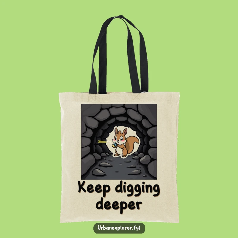 Funny Squirrel Flashlight Tote Bag - Quirky Tunnel Adventure Bag