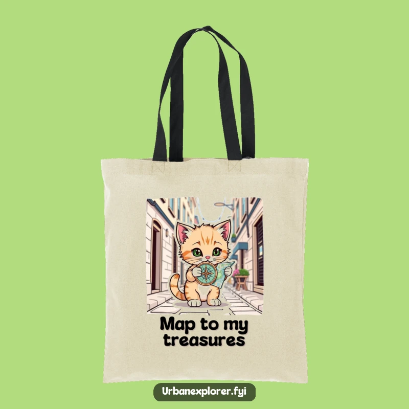 Funny Kitten Alley Map Tote Bag: Carry Your Essentials with Charm