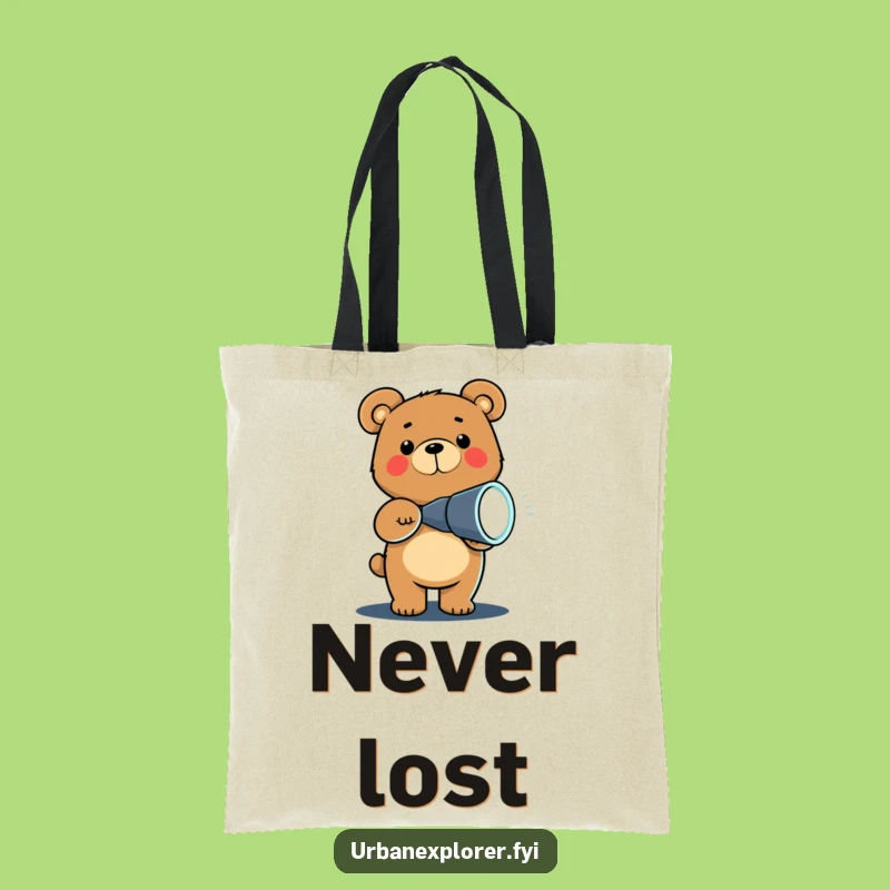 Funny Chibi Bear Flashlight Tote Bag: Carry Your Essentials with a Smile!