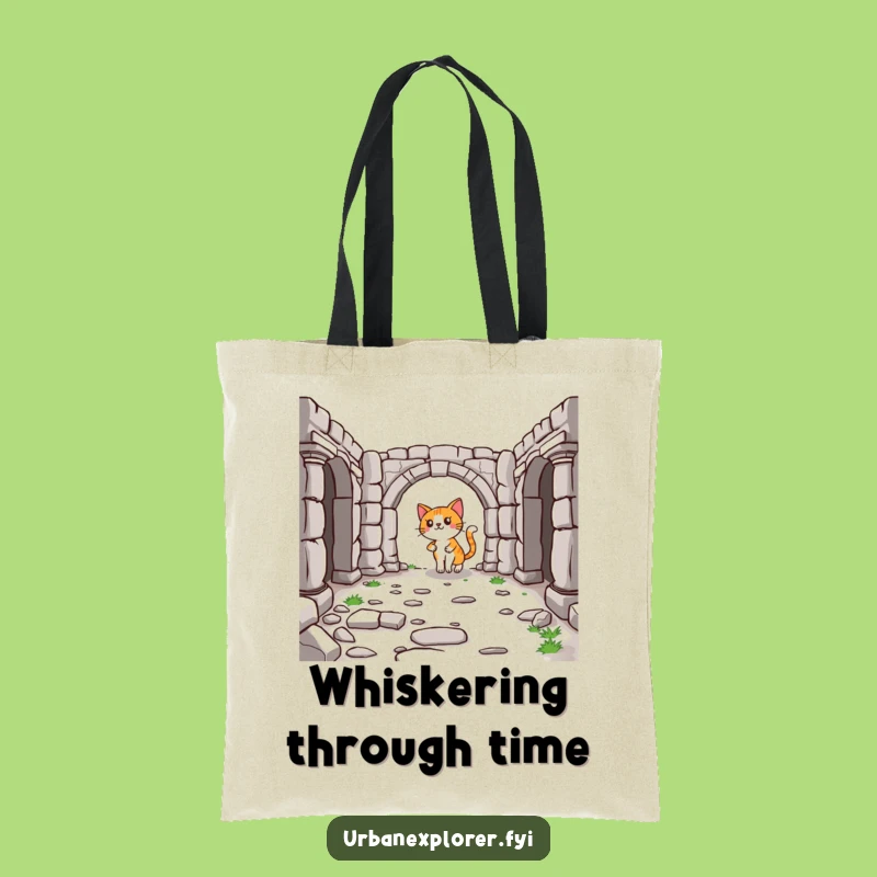 Funny Cat's History Tote: Ruins Navigation Bag, a Practical Humor Gift